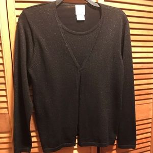 Vintage Bentley Black & Silver One Piece Cardigan Set